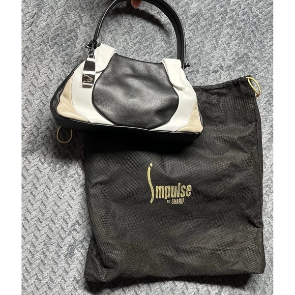 Impulse by Sharif Handbag Black White Colorblock Shoulder Bag with Dust Bag - Picture 1 of 12